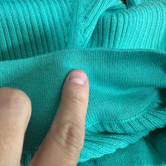 Requirements NWT Teal Green Boat Neck Embellished Ribbed Sweater Blouse Sz Large - Picture 7 of 8